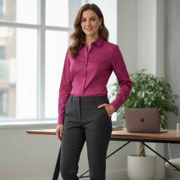 Coldwater Creek Magenta Button-Up Shirt XL Princess Seam - Picture 1 of 12